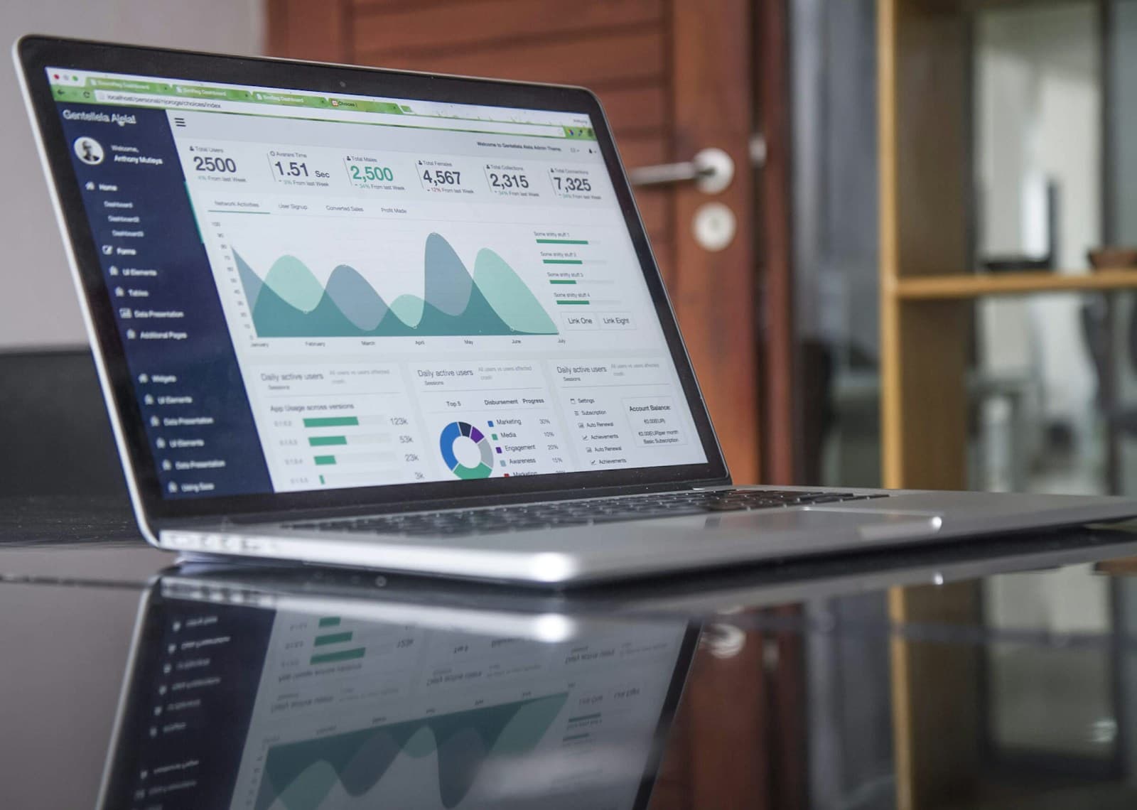 Tableau de bord analytics sur un ordinateur portable.