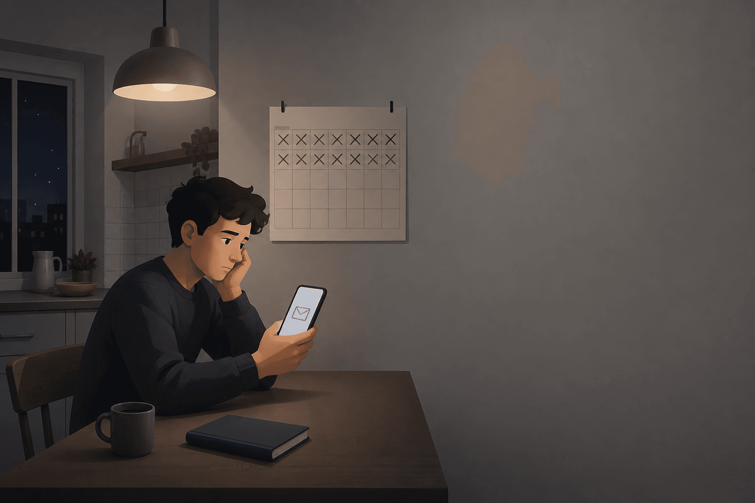 Candidate waiting for a reply after applying, phone in hand, days passing.